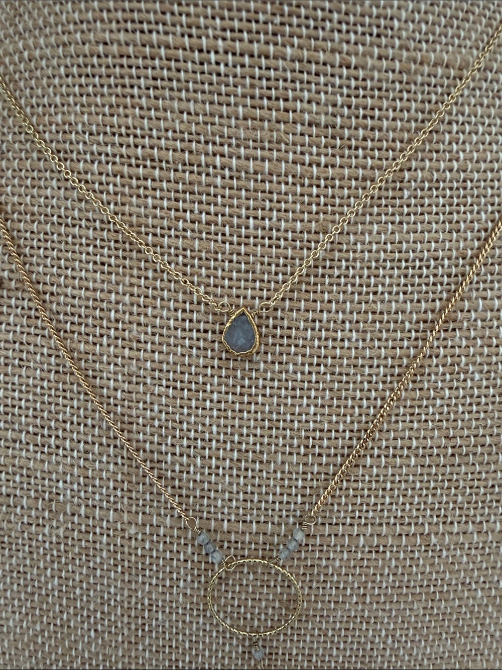 Two Luna Norte necklaces - Moonstone and Labradorite 14k over brass - Picture 2 of 8